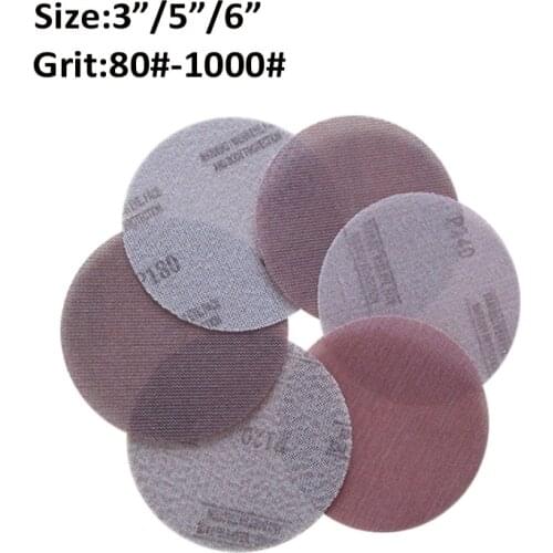 3 Inch 75mm Mesh Sanding Discs Flocking Hook & Loop Dust Free Anti-Blocking Abrasive Sandpaper Sheet For Car Wood Stone 80-1000