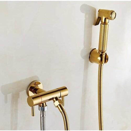 Solid Brass Bidet Sprayer Hot And Cold Water Chrome Golden Shower Mixer Bidet With Shower Head Bidet Toilet Anal Shower Enema