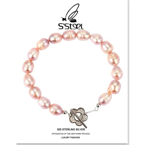 SSTEEL Charm Bracelet For Women 925 Sterling Luxury Designer Baroque Pearl Bracelets Bijoux Femme Argent 925 Fine Jewelry Gift