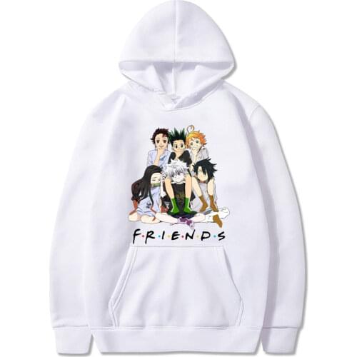 Anime The Promised Neverland Hunter X Hunter Demon Slayer Friends Print Hoodie Sweatshirt Men/women Pullovers Oversize Clothes