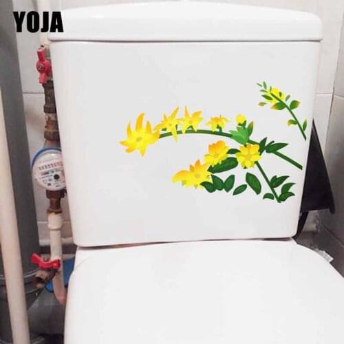 YOJA 23.8*15.2CM Yellow Flowering Branch Fresh Toilet WC Decor Home Room Wall Sticker T1-0854