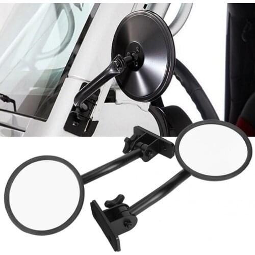 Rounded Rearview Wing Mirror Assembly Modified Parts Fit for Jeep Wrangler TJ 1997 1998 1999 2000 2001 2002-2006 Metal + Glass