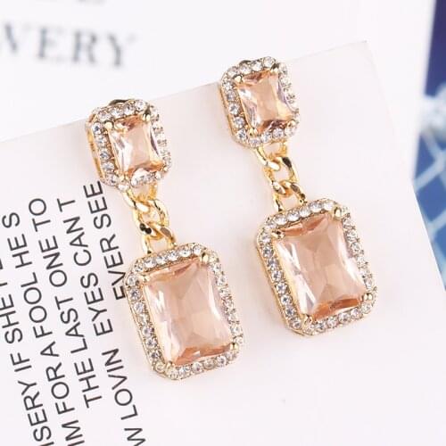 LUBOV Multicolor Square Candy Drop Earrings Pendant Fashion Jewelry for Women New Fashion Christmas Party Wedding Earrings 2019