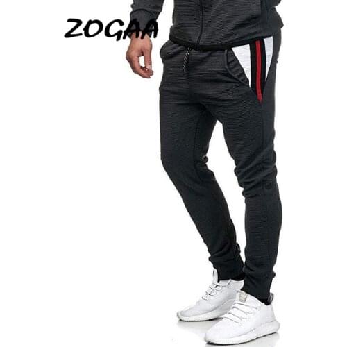 ZOGAA Pants Men Hot Sale Autumn Winter Mens Casual Color Matching Fashion Striped Sports Trousers Patchwork Plus Size All-match