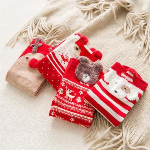 1 pair colored cotton red socks three-dimensional cartoon christmas socks cute Japanese ladies socks for autumn and winter socks
