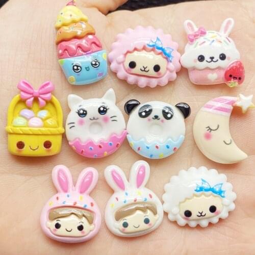 10/20Pcs Cute Mixed Mini Cartoon Animal Flat Back Resin Cabochons Scrapbooking DIY Jewelry Craft Decoration Accessories G66