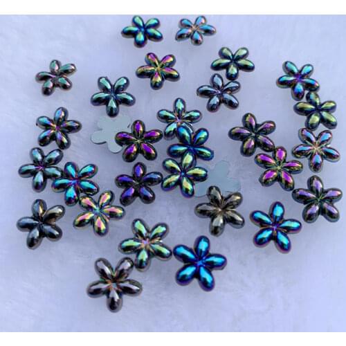 10mm Cute Acryl flower with rhinestone flatback cabochon for DIY jewelry,phone,nail artdecoration beads craft 120pcs/lot -B057*2