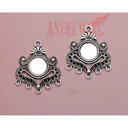 10pcs 10mm Inner Size Antique Silver plated Classic Style Big Earring Connector Cabochon Base Setting Charms,DIY supplies