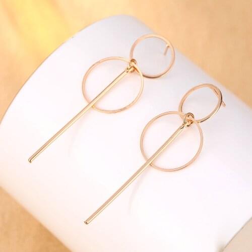 2020 New Fashion Earrings Punk Simple Gold/ Silver Color Section Tassel Pendant Size Circle Earrings For Ladies Gifts Wholesale