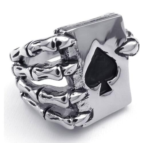 2019 Vintage Playing Card Design Rings For Men Gothic Skull Hand Claw Poker Ring Antique cute Color Classic Cool Lover Jewelry