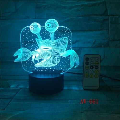 3D USB ChildrenS Bedside Sleep Led Decoration Creative Night Lights 7 Colors Visual Crab Table Lamp Lighting Fixtures AW-661