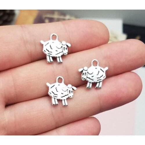 40pcs/lot--15x15mm, sheep cham,Antique silver plated sheep charms,DIY supplies,Jewelry accessories