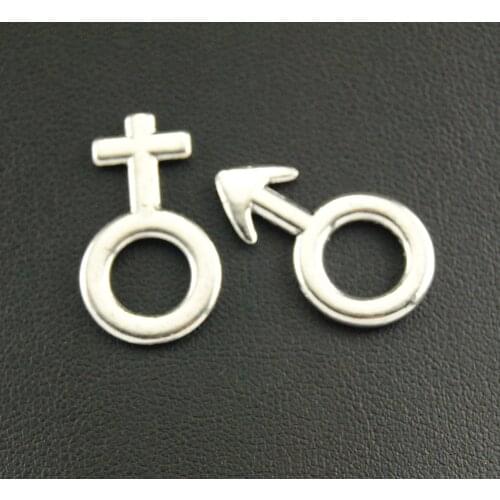 5Set(10pcs) Silver Color Male and Female Gender Symbol Charms Handmade Charms Pendants Jewelry Findings 14x24mm A195