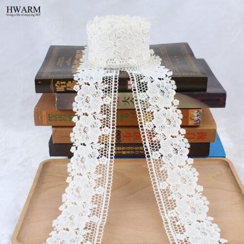 White african lace fabric ribbon wedding decoration trim DIY 2yard Milk lace new water-soluble lacefabric curtain skirt accessor