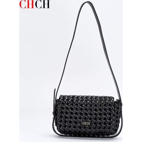 CHCH 2021Solid Color Fashion Shoulder Handbags Female Travel Cross Body Bag Weave Small Crossbody Bags For Women