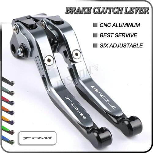 Laser Logo Black&Titanium For Yamaha TDM 900 2012 2013 2014 Adjustable Folding Extendable CNC Motorcycle Brake Clutch Levers