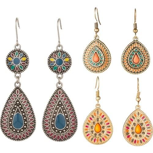 Long Water Drop Earrings Elegant Bohemian Boho Ethnic French Style Earrings For Women&Girls Drop Earings Eardrop Jewelry Brinco