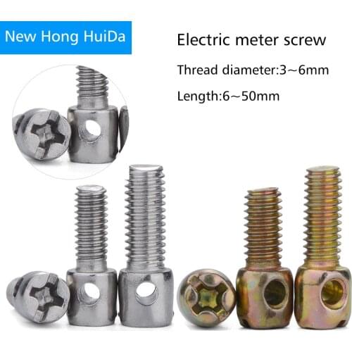 Phillips Cross Hole Head Steel Eye Bolt Lead Seal Car Ammeter Heap Wire Electricity Meter Screw M4 M5 M6