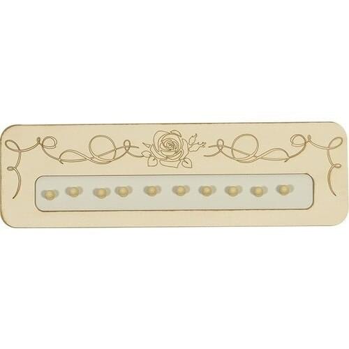 Back Bahçemdeki Atölyem Magnet Scarf Shawl Belt Tie Jewelry Hanger Wood Rose Pattern-Brown-Cream