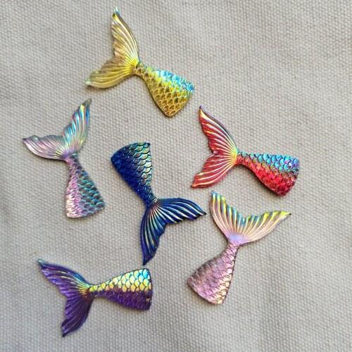 20pcs/lot lovely flatback resin mermaid tail with ab colors resin cabochons accessories Ornaments