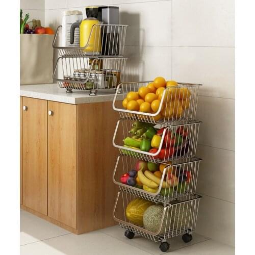 Increased capacity, floor-to-ceiling multi-layer vegetable and fruit racks, breathable and fresh-keeping, stackable racks