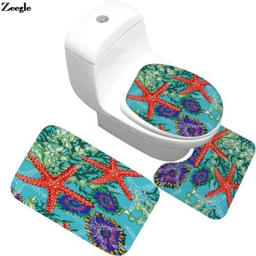 Print Bathroom Bath Mat Set Microfiber Mat Absorbent Toilet Carpet Bathroom Carpet Set Modern Style Bath Mat Anti-slip Floor Mat