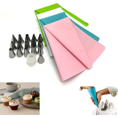 18Pcs/14pcs/8pcs Stainless Steel Nozzle Set DIY Silicone Icing Piping Cream Pastry Bag Cake Decor Tools Kitchen Accessories