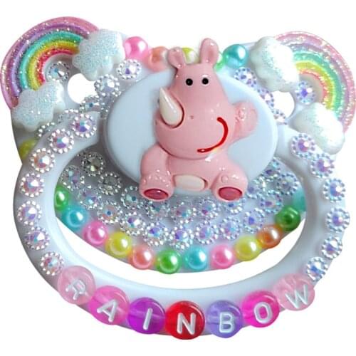 New Sytle DDLG Adult Silicone Nipple Adult Baby Whitel horse Pacifier Handmaking Pacifiers Rainbow For Baby Girl