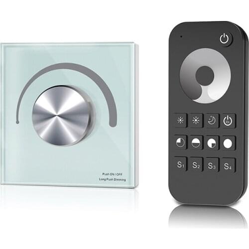 New Led Strip Dimmer DC 12V-24V 4A 3 Channel 12A Output Single String Ribbon Tape Dimming Wall Mounted RF Wireless Remote Dim