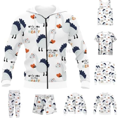 New Funny 3D Full Print Animal Dinosaur T-shirt/Sweatshirt/Zip Hoodies/Thin Jacket/Pants Four Seasons Casual Suit V59