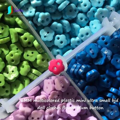 Wholesale 200pcs 6MM Red Yellow Blue Plastic Mini Ultra Small Flower Plum Button BJD Doll Clothes Dress Skirt Buttons A0379F