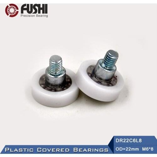 DR22C6L7 Screw Pulley Bearing 6*22*7 mm ( 2 PCS ) Doors and Windows Roller Mute Wheel POM 636 M6*8 Plastic Covered Bearings