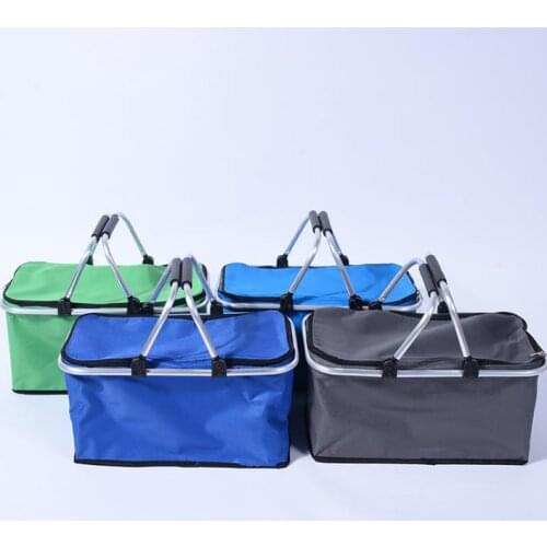 Portable Picnic Lunch Bag Ice Cooler Box Storage Travel Basket Cooler Cool Hamper Shopping Basket Bag Box SN3779