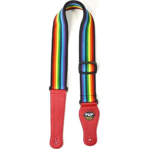 Rainbow Thicken Adjustable Wide Electric Acoustic Bass Guitar Strap Embossed Guitar Strap Folk Guitar Strap