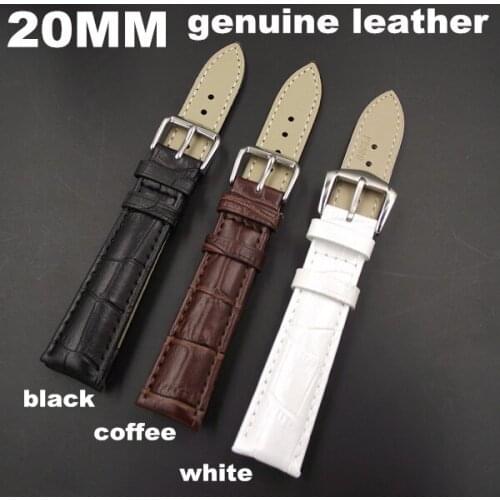 1PCS High quality 20MM genuine cow leather Watch band watch strap coffee,black,white color available -WB0011