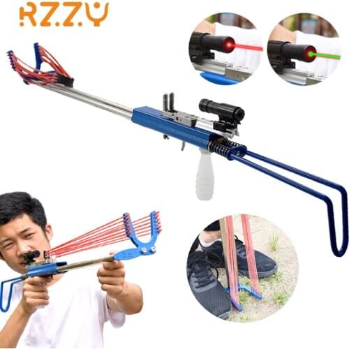 Stainless Steel Slingshot Catapult Professional Powerful Hunting Laser Bow 12 Strands of Rubber Band Outdoor Sport Shooting New
