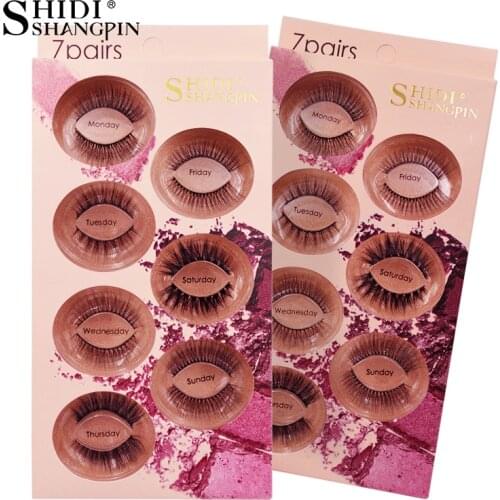 SHIDISHANGPIN 7 pairs False Eyelashes Long Mink Eyelashes Wispy Lashes Makeup Natural Mink Lashes Fake Eyelash cilios maquiagem