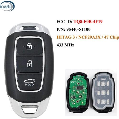 Smart Remote Key 433MHz HITAG3 NCF29A3X ID47 Chip for Hyundai Santafe 2018 2019 2020 FCCID: TQ8-F0B-4F19 P/N: 95440-S1100