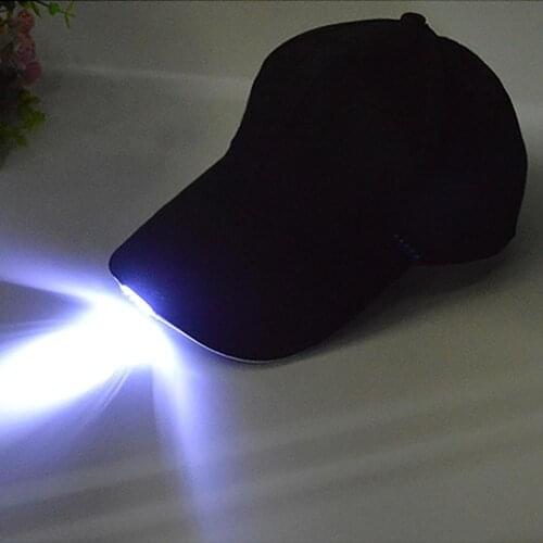 LED Cool Light Cap Rechargeable Battery Camping Fishing Baseball Cotton Peak Men Hat