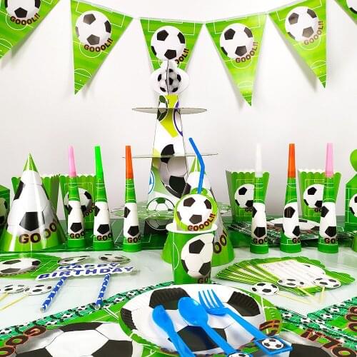 World Cup Theme Football Green Birthday Kids Disposable Tableware Set Napkins Cup Plate Soccer Baby Shower Party Supplies Decor