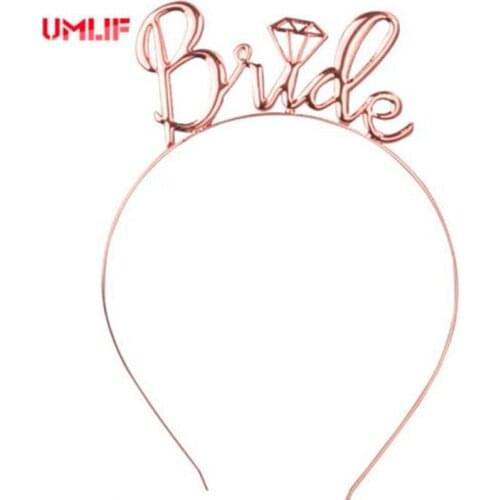 Bride To Be Crown Tiara Headband Party Supplies Veil Cover-Ups Bride to Be with Diamond Ring Party Sashfor Wedding Party Rose