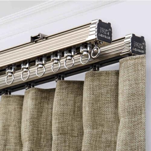 Three Colors Ivory Champagne Teak Grain Straight Track Thickly Aluminum Alloy Silence Curtain Rod Tracks Curtain Accessories