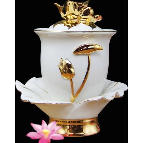 Disciples of the Buddha to supply water to the Buddha cup Decorated ceramics bowl Embossed lotus