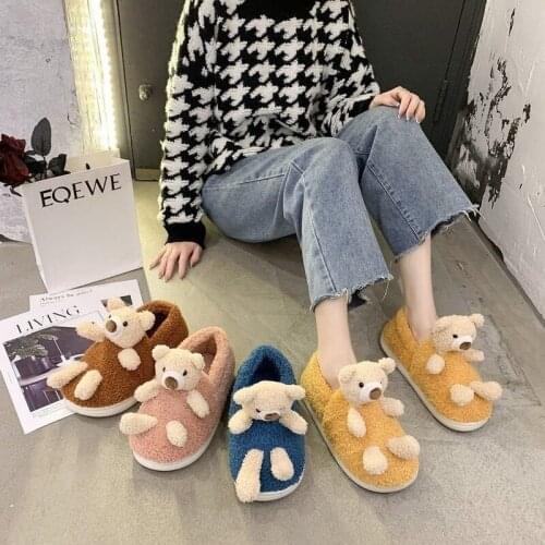Suede Cute Cartoon Round Head Flat Mens and Womens Cotton Shoes, Womens Fashion, Versatile and Comfortable Cotton Shoes, Men