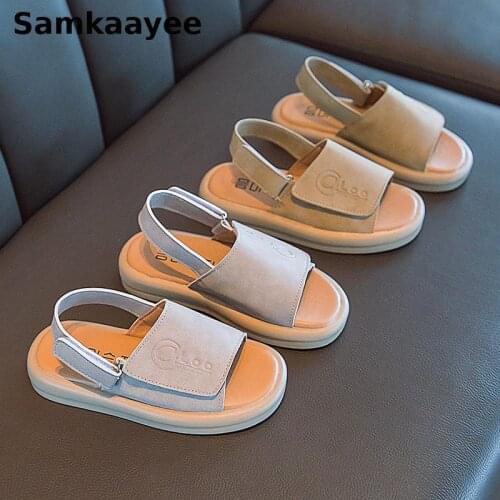 2-16y Children Sandals Kids Shoes Sunmmer Girls Boys Flat Leather Shoes Baby Soft Bottom Toddler Breathable Solid Footwear S25