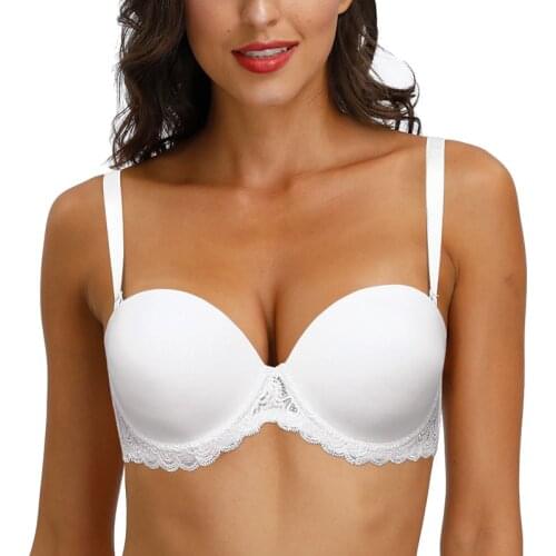 New Bras For Women Strapless Straps Underwire Floral Convertible Adjusted Sexy Lace Bras Lingerie Thin Cups Push Up Anti-slip