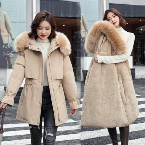 Winter Jacket Women Thick Parkas Fur Liner Hooded Winter Coat Women Wadded Jacket Long Parkas Gilrs Jaqueta Feminina
