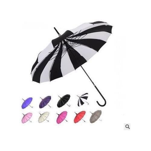15 pcs/lot) Creative Design Black And White Striped Golf Umbrella Long-handled Straight Pagoda Umbrella