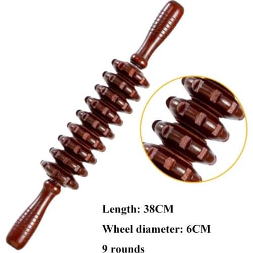 Thick shaft gear meridian rods full-body massage stick wheel pounded his waist back massage Wooden full-body massage stick