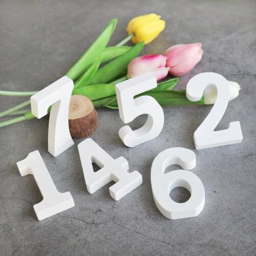 1pc White Wooden Numbers Alphabet Word Wood Table Number Decorative Art Crafts Free Standing Wedding Home Party Decoration